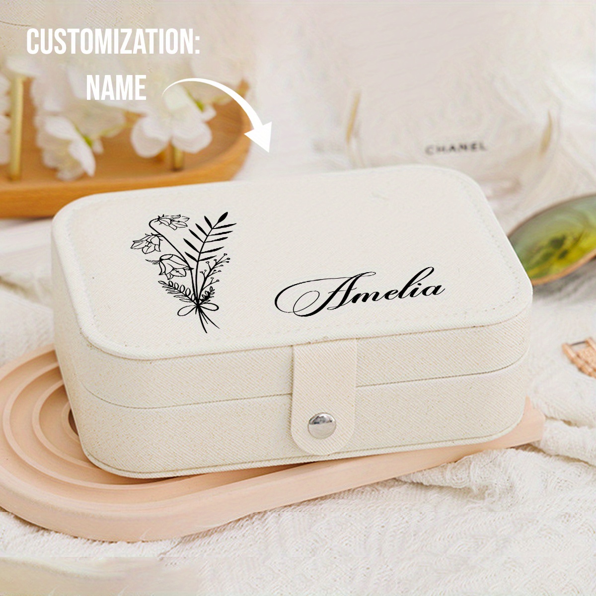 Personalized Name Jewelry Box with Snap Closure